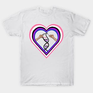 Genderfluid Pride Flag Knitted DNA Heart T-Shirt